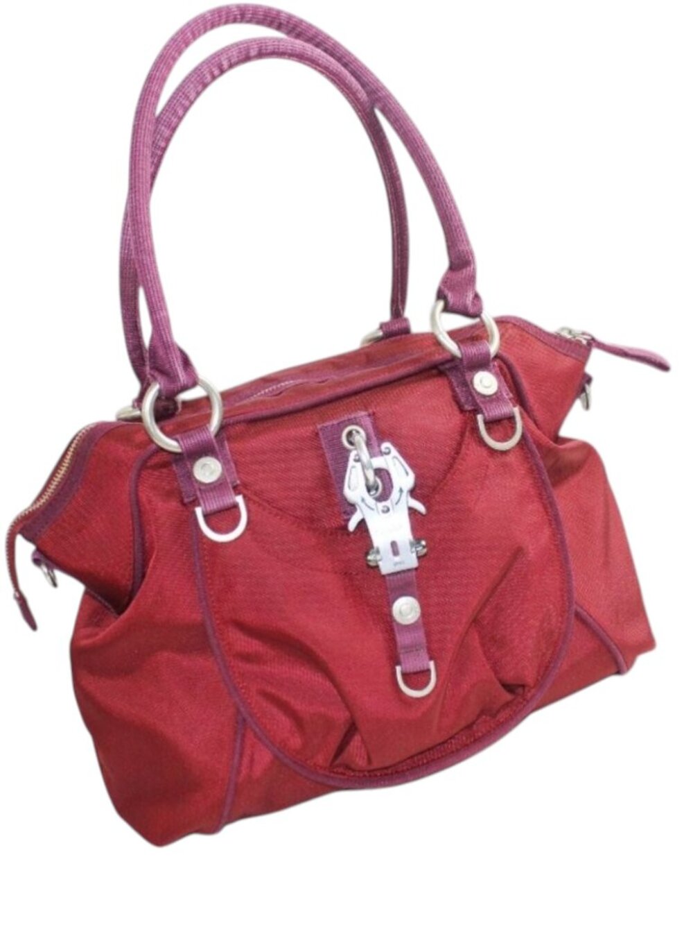 George Gina & Lucy ALL SM;LES Plum Nylon Y2K Satchel Shoulder Bag - Picture 3 of 12